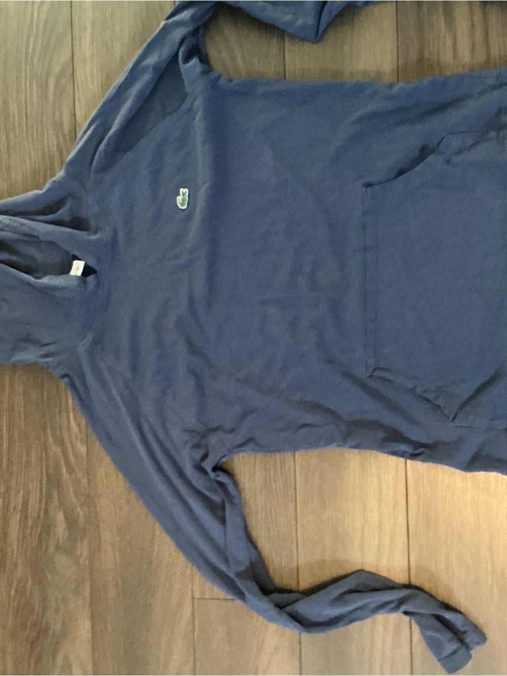 Lacoste Blue Long-Sleeve Hooded Tee with Croc Logo